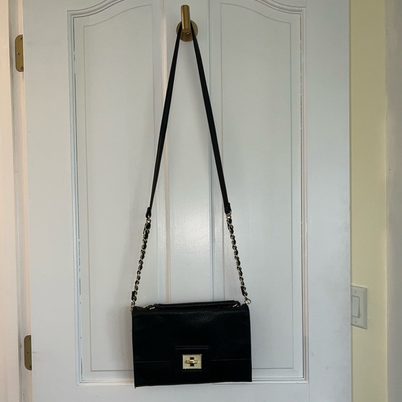 Olivia + Joy Black Faux Leather Clutch with Long Chain Strap - Picture 2 of 11
